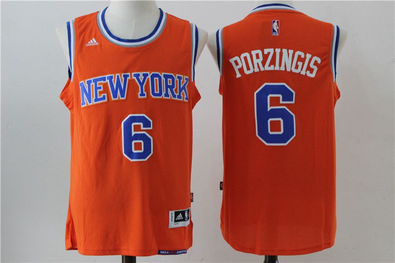 Men New York Knicks 6 Porzingis Orange Adidas NBA Jersey